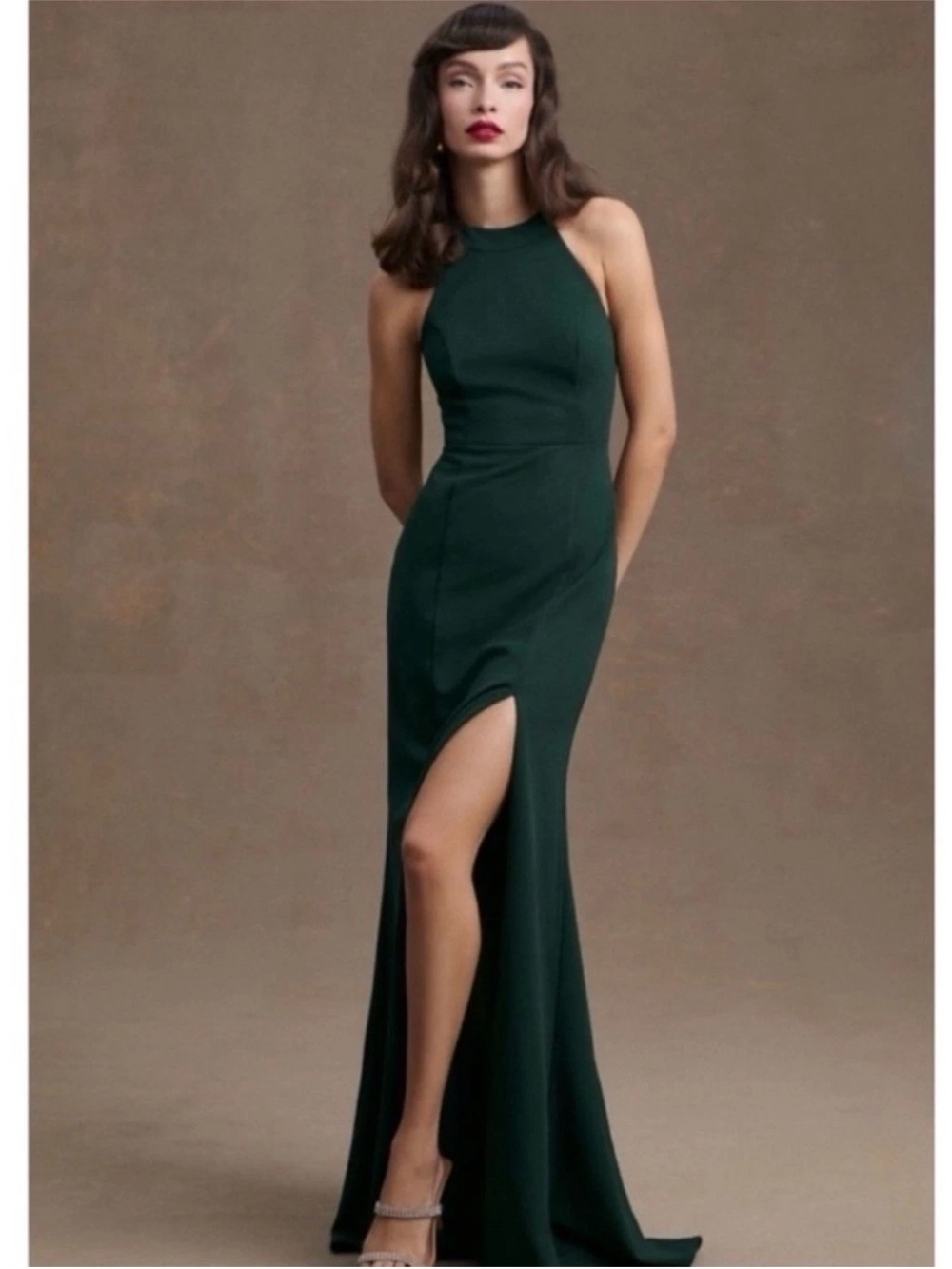 BHLDN Forest Green Lennox Halter Evening Gown size 4 NWT